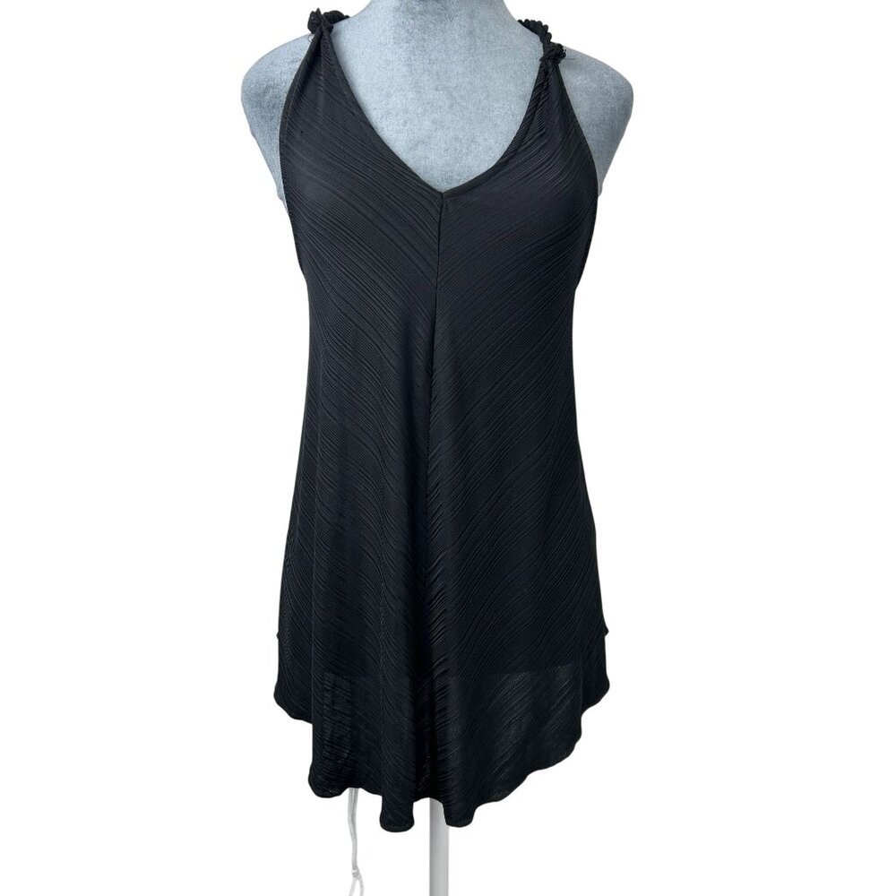 Intimately Free People Black XS Sleeveless Draped Back Tank Top With Braided Str